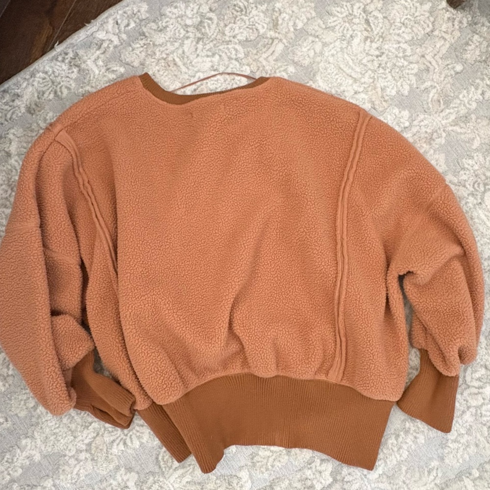 Free People Cozy Camden oversized fleece sweatshirt in terracotta orange - Picture 5 of 8